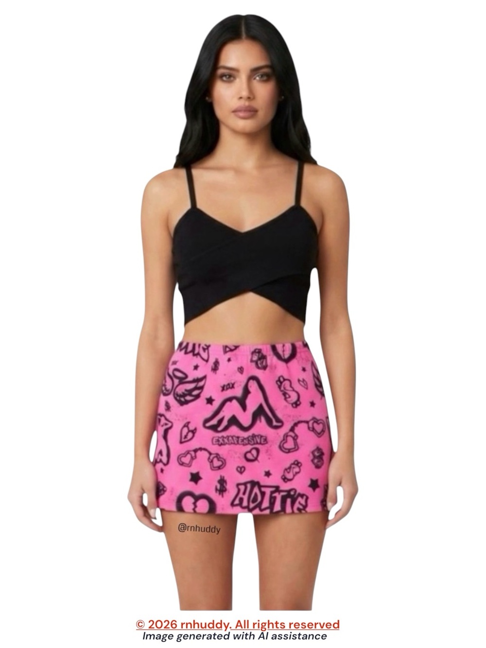 NWT Dolls Kill Club Exx M pink graffiti print mini skirt